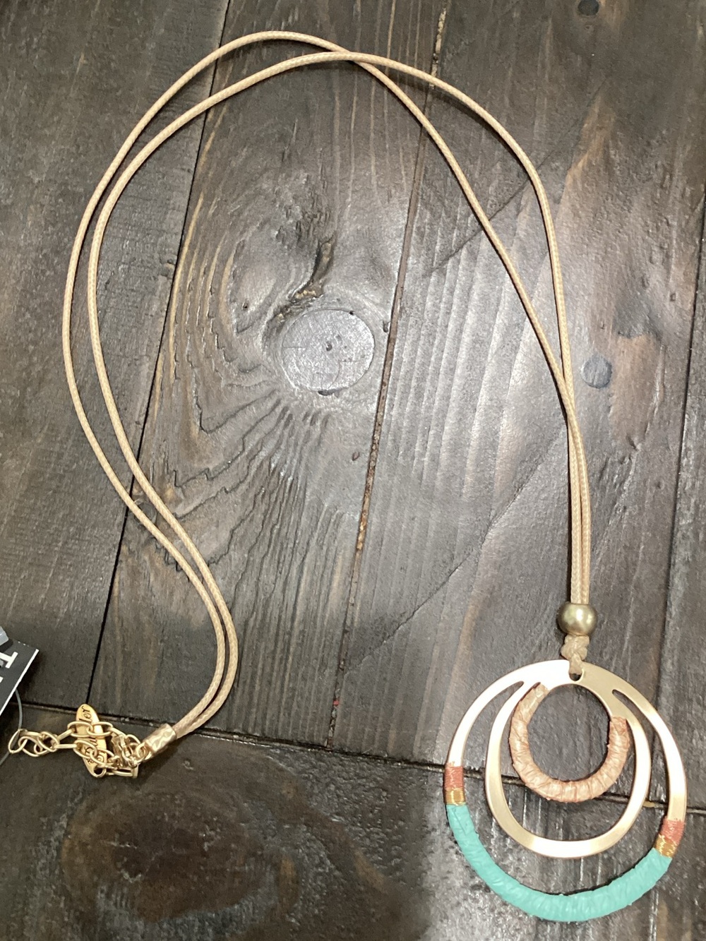 Plunder Gold-Tone Double Ring Necklace with Turquoise and Coral Accents